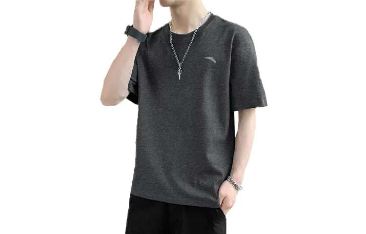 ANTA T Shirts Men's Mist Gray Crew Neck Moderate Straight Fit