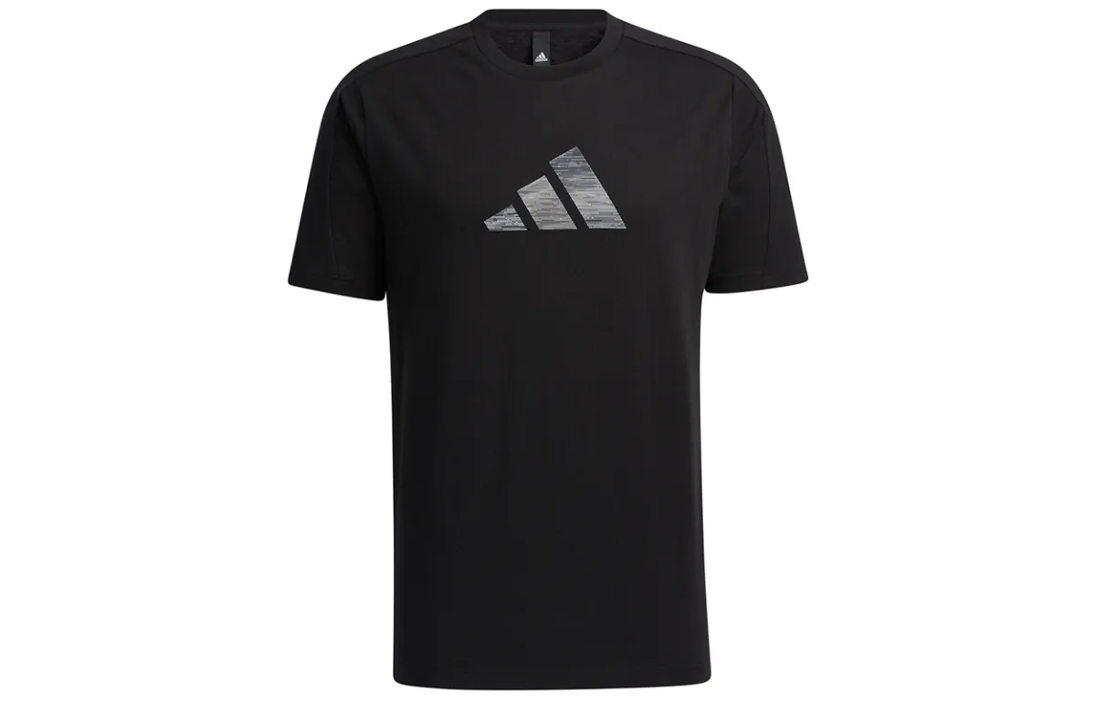 Adidas T-Shirts Men's Black Crew Neck Moderate Straight Fit