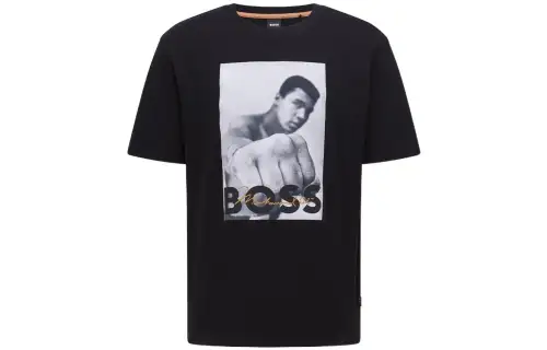 HUGO BOSS T Shirts Men's Black Crew Neck Moderate Straight Fit