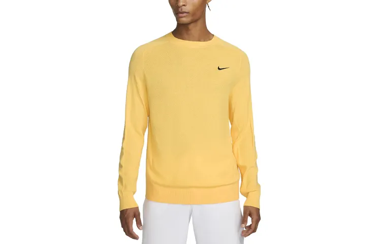 Nike T Shirts Men's Yellow Crew Neck Moderate Straight Fit