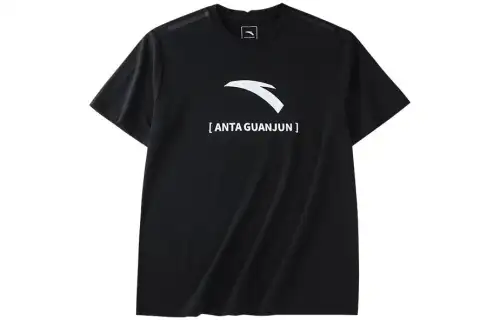 Anta Crew Neck Fitted Straight Short-Sleeved T-Shirt Men's Basic Black