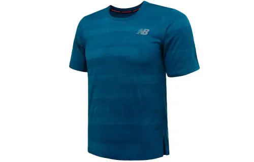 New Balance T Shirts Men's Blue Crew Neck Moderate Straight Fit