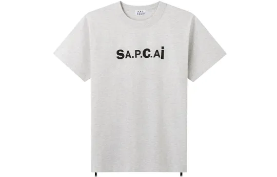 Sacai X A.P.C T Shirts Unisex Crew Neck Moderate Straight Fit