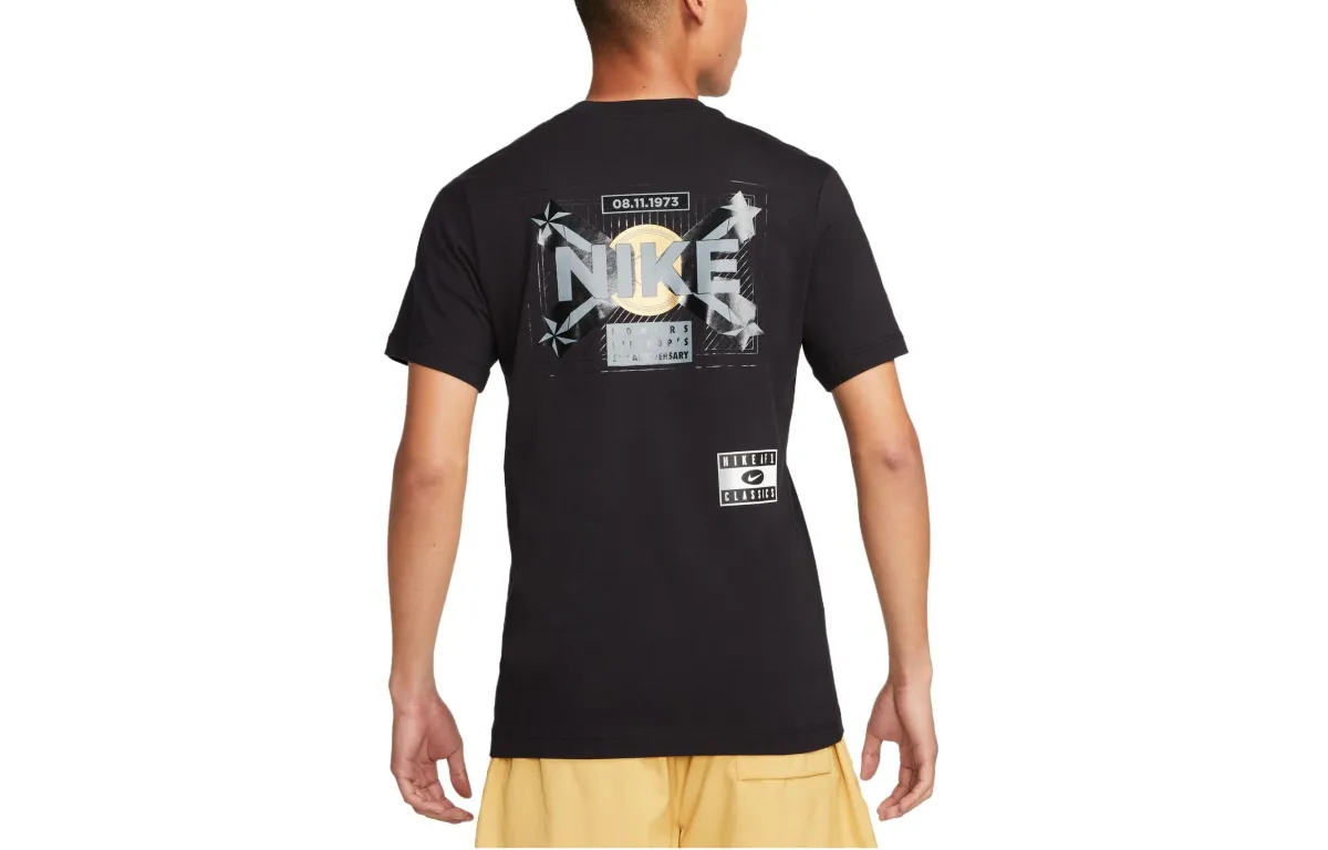 Nike T-Shirts Men's Black Crew Neck Moderate Straight Fit
