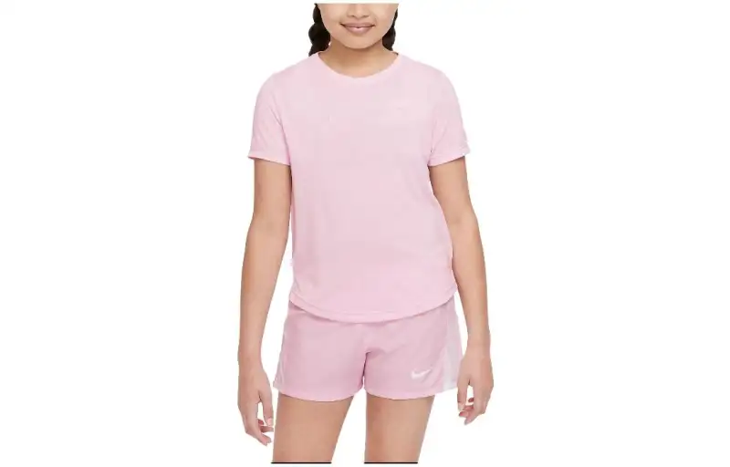 Nike T Shirts Unisex Pink Crew Neck Moderate Straight Fit