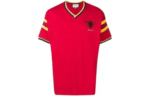 GUCCI T Shirts Men's Red Crew Neck Moderate Straight Fit