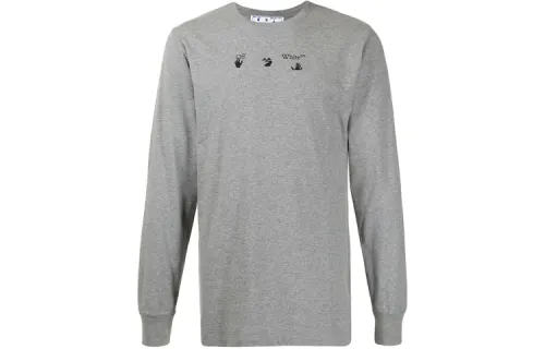 OFF WHITE SS21 T Shirts Men's Gray Crew Neck Moderate Straight Fit