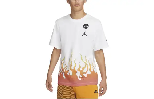 Jordan Brand X Rui Hachimura T Shirts Men's White Crew Neck Moderate Straight Fit