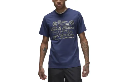 Jordan T Shirts Men's Midnight Marine Blue Crew Neck Moderate Straight Fit