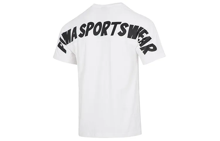 PUMA T-Shirts Men's White Crew Neck Moderate Straight Fit