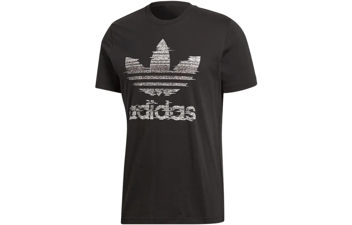 Adidas Originals TRACTION TREFOIL T-Shirts Men's Black Crew Neck Moderate Straight Fit
