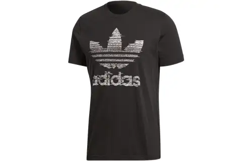 Adidas Originals TRACTION TREFOIL T Shirts Men's Black Crew Neck Moderate Straight Fit