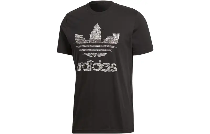 Adidas Originals TRACTION TREFOIL T Shirts Men's Black Crew Neck Moderate Straight Fit