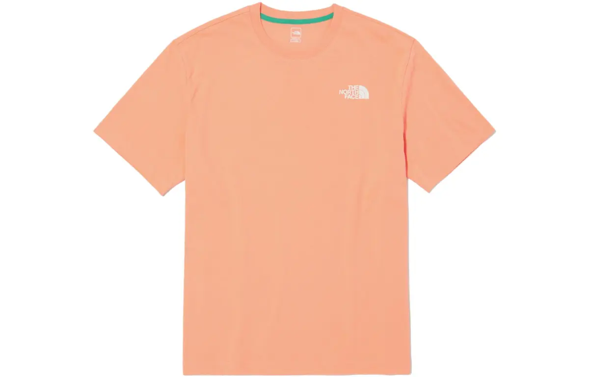 THE NORTH FACE T-Shirts Unisex Peach Pink Crew Neck Moderate Straight Fit