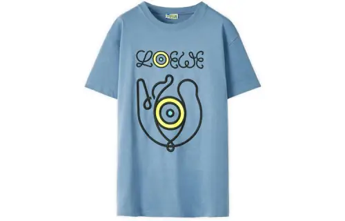 LOEWE T Shirts Men's Blue Crew Neck Moderate Straight Fit