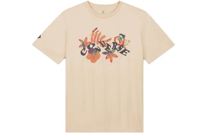 Converse T Shirts Men's Oat Milk Crew Neck Moderate Straight Fit