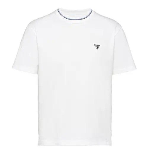 PRADA T Shirts Men's White Crew Neck Moderate Straight Fit