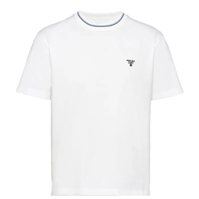 PRADA T Shirts Men's White Crew Neck Moderate Straight Fit