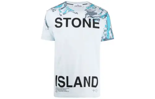 STONE ISLAND T Shirts Men's Blue Crew Neck Moderate Straight Fit