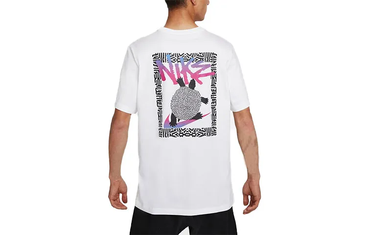 Nike T-Shirts Men's White Crew Neck Moderate Straight Fit