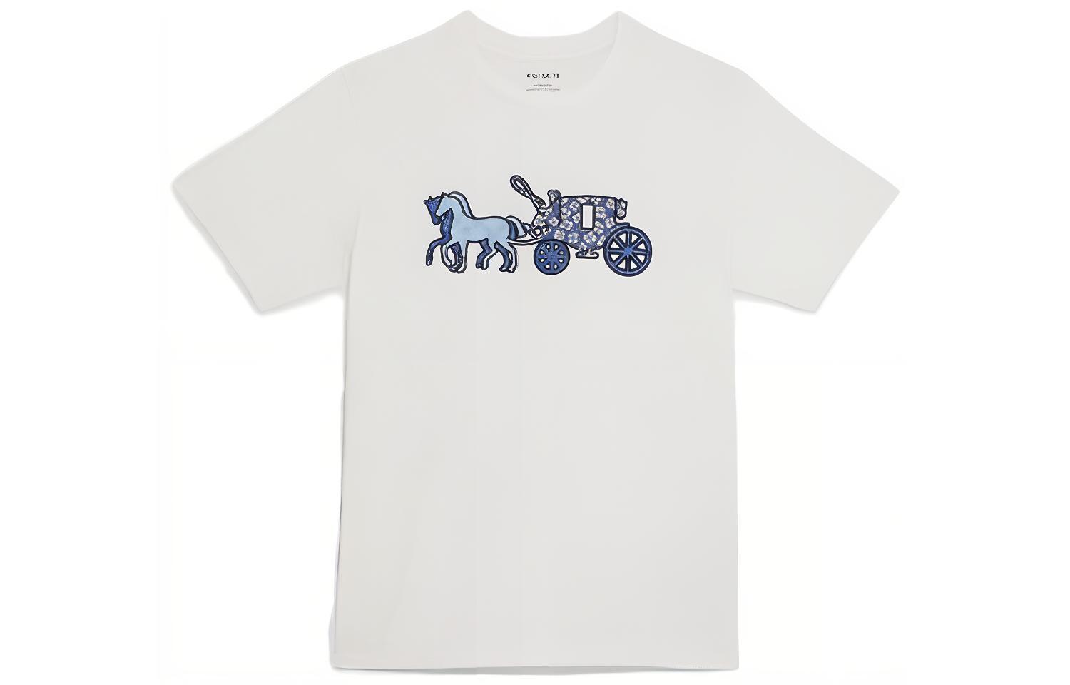 COACH T Shirts Men's White Crew Neck Moderate Straight Fit