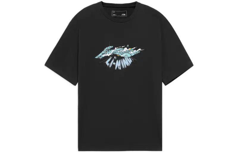 Li Ning Sports Trendy Collection T Shirts Men's Crew Neck Moderate Straight Fit