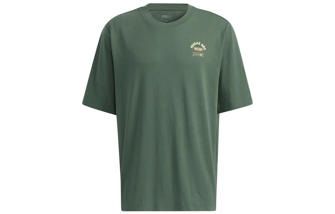 Adidas Neo T Shirts Men's Green Crew Neck Moderate Straight Fit