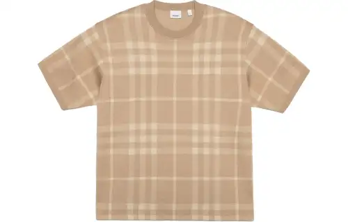 Burberry SS23 Men's Check Print Pullover Short-Sleeve T-Shirt Beige