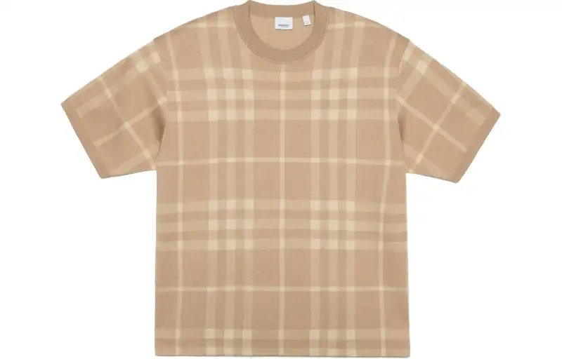 Burberry SS23 Men's Check Print Pullover Short-Sleeve T-Shirt Beige