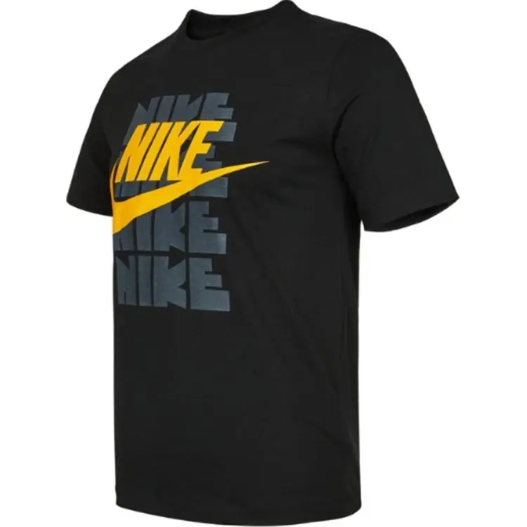 Nike T-Shirts Men's Black Crew Neck Moderate Straight Fit