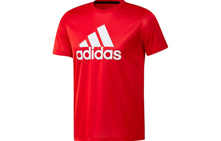 Adidas T Shirts Men's Red Crew Neck Moderate Straight Fit