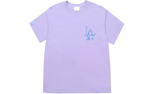 MLB Base mosaic, sports purple short sleeve T-shirt for men and women, loose straight fit, with short sleeve
