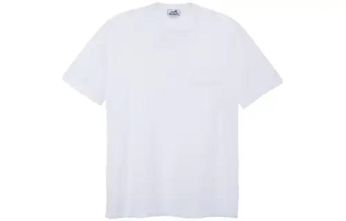 HERMES T Shirts Men's White Crew Neck Moderate Straight Fit