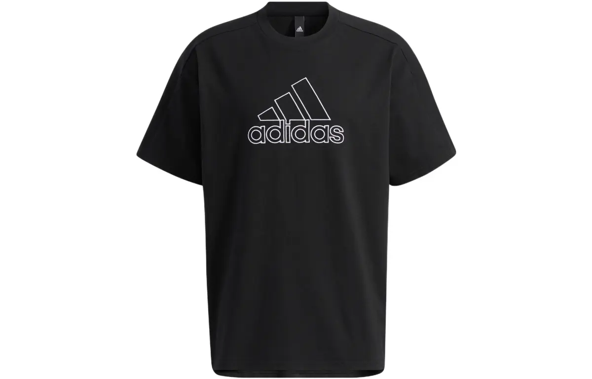 Adidas T-Shirts Men's Black Crew Neck Moderate Straight Fit