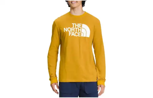THE NORTH FACE T Shirts Men's Yellow Crew Neck Moderate Straight Fit