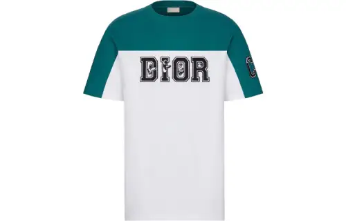 DIOR Quarterly New Products T Shirts Men's Navy Blue Crew Neck Moderate Straight Fit