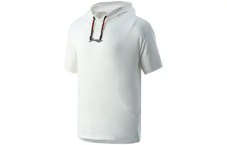 Li Ning Training Series T Shirts Men's White Hooded Moderate Straight Fit