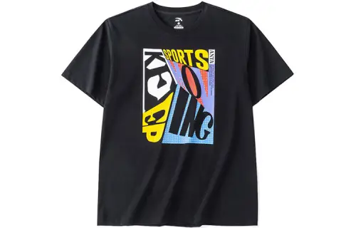 ANTA Life Collection T Shirts Men's Black Crew Neck Moderate