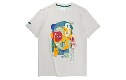 Li Ning Sports Basketball Collection T Shirt Men's Eggnog Gray