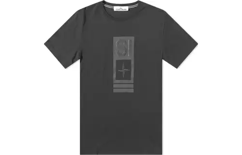 STONE ISLAND T Shirts Men's Black Crew Neck Moderate Straight Fit