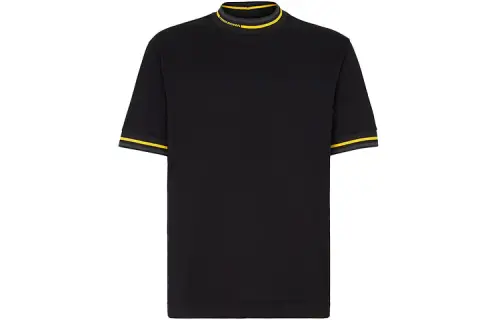 FENDI T Shirts Men's Black Crew Neck Moderate Straight Fit