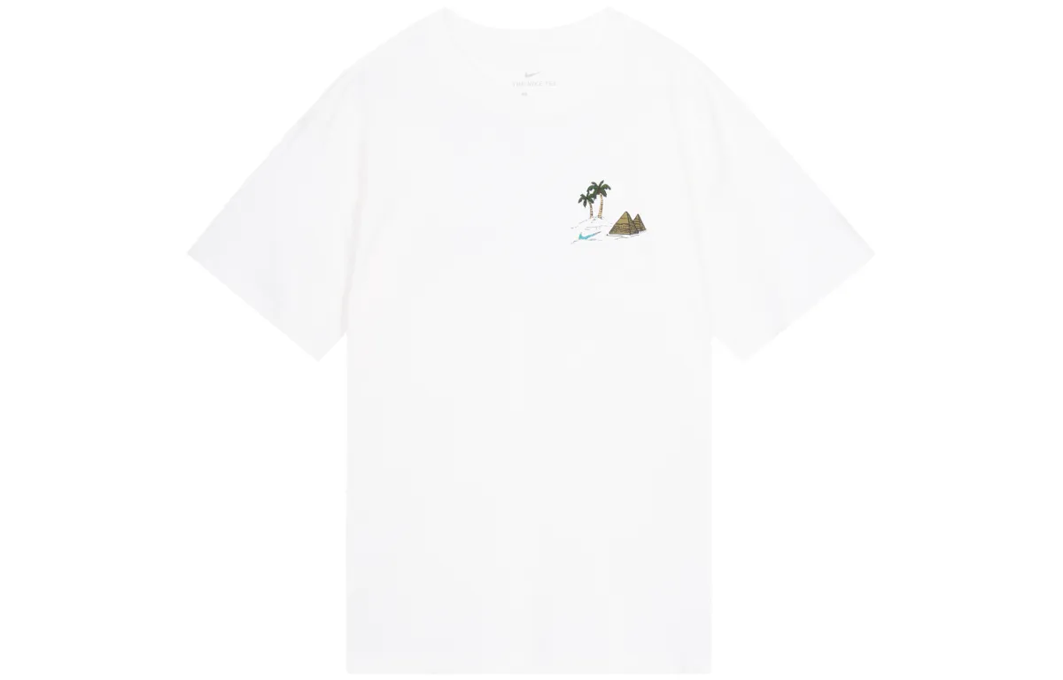 Nike T-Shirts Men's White Crew Neck Moderate Straight Fit