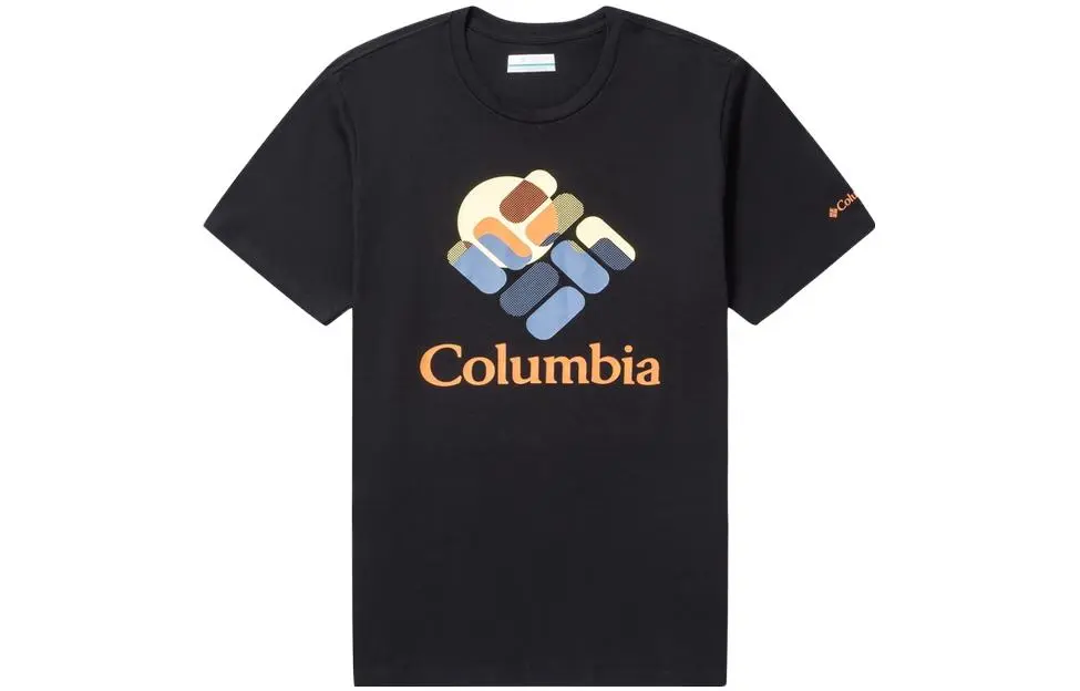 Columbia T-Shirts Men's Black Crew Neck Moderate Straight Fit