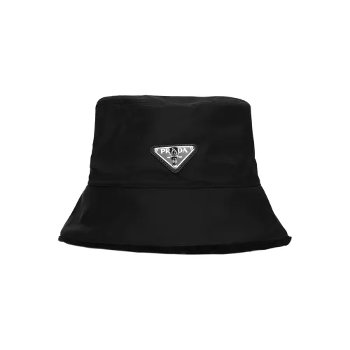 triangle-logo shearling bucket hat