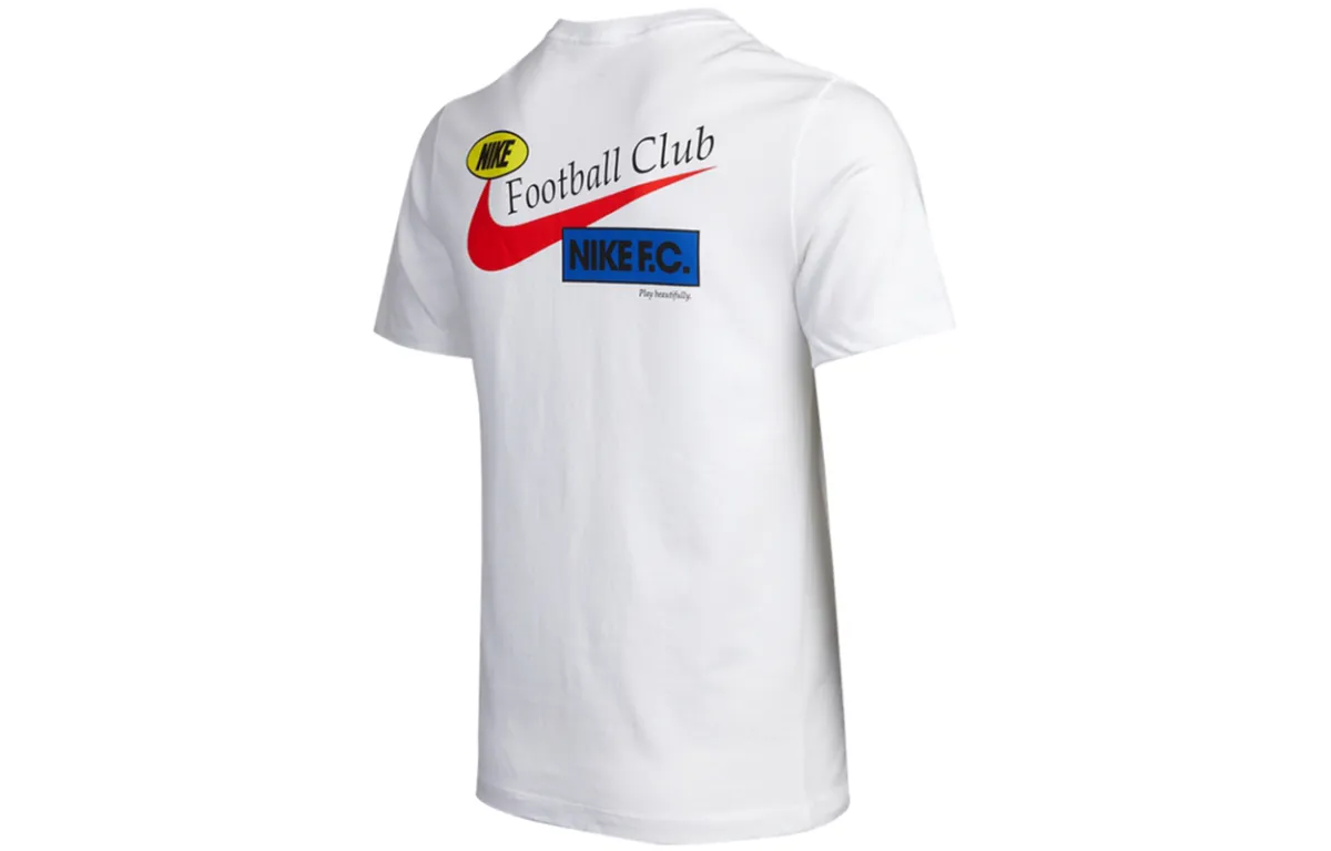 Nike T-Shirts Men's White Crew Neck Moderate Straight Fit