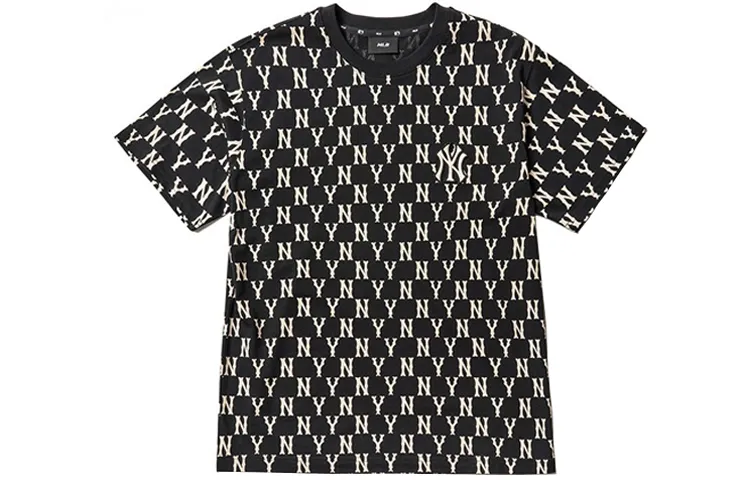 MLB Basic Logo T-Shirts Unisex Black Crew Neck Moderate Straight Fit