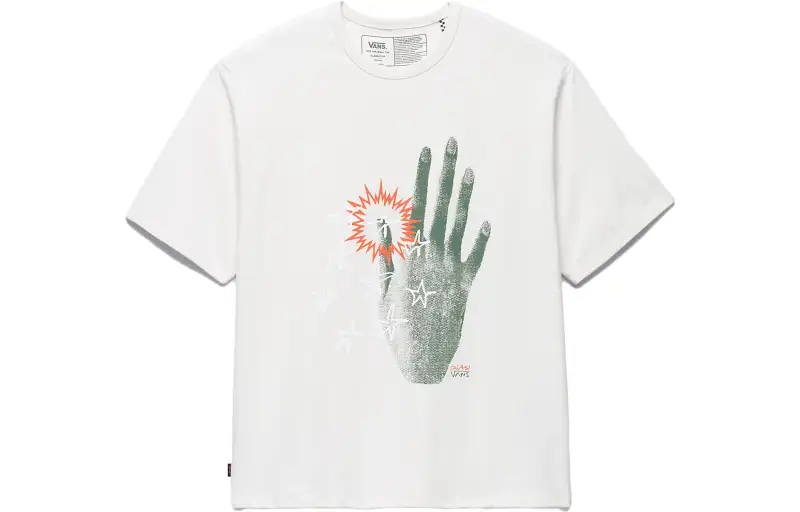 Vans X QUASI T Shirts Unisex Gray Crew Neck Moderate Straight Fit