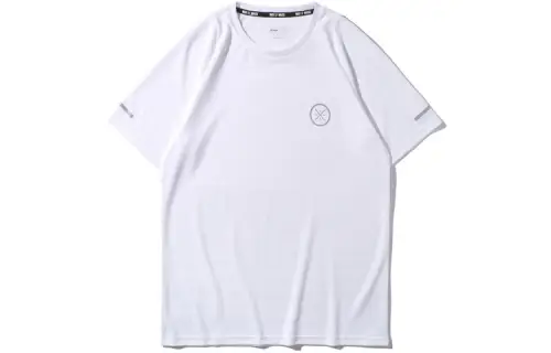 Li Ning T Shirts Men's White Crew Neck Moderate Straight Fit