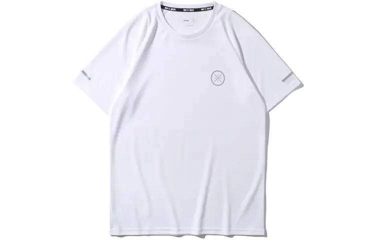 Li Ning T Shirts Men's White Crew Neck Moderate Straight Fit