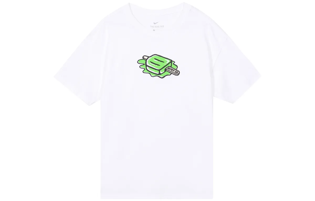 Nike T-Shirts Men's White Crew Neck Moderate Straight Fit